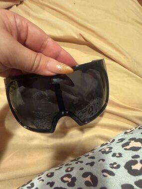 Oversized Black Shield Sunglasses - Dark Smoke Lenses